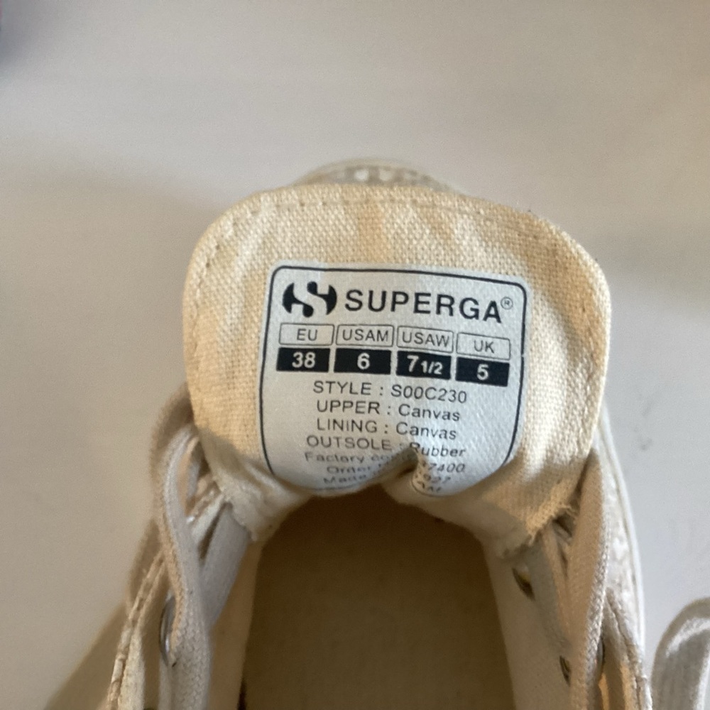 White Superga Platform Sneakers White & Gold 6 NWOT - Picture 7 of 7